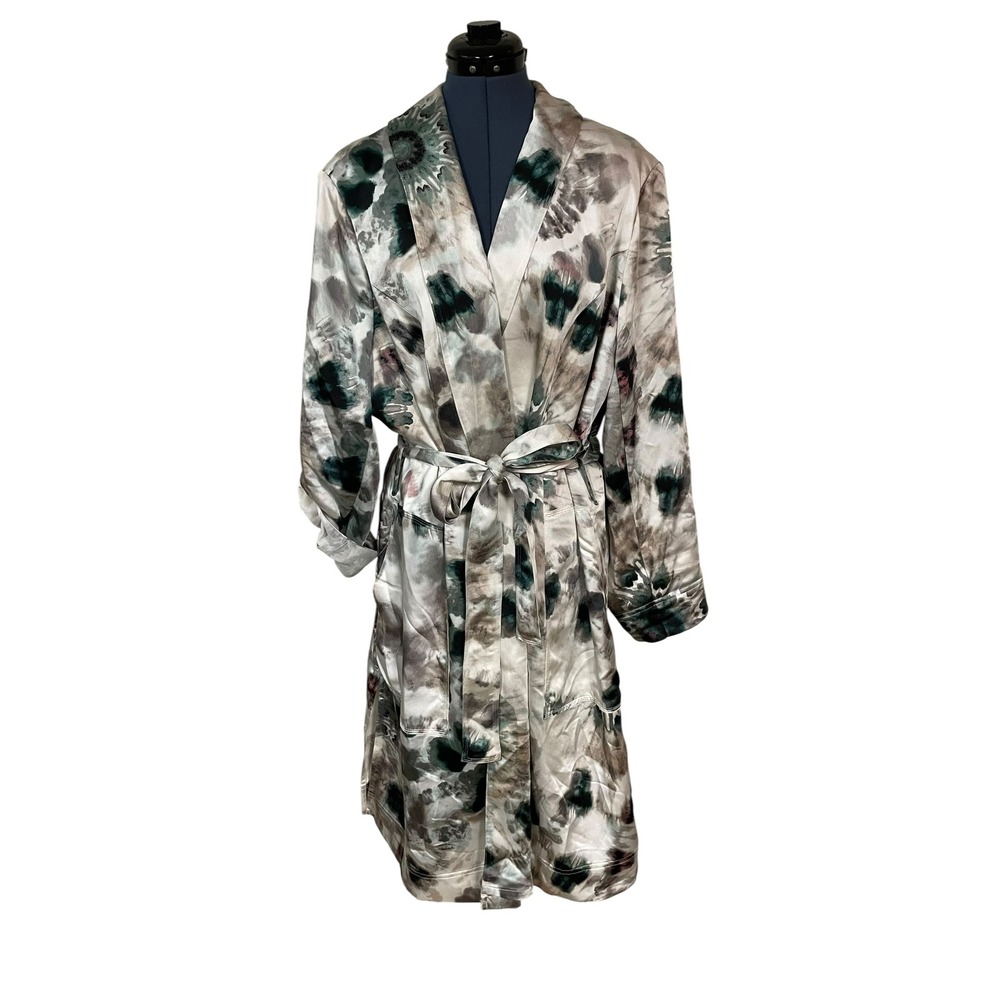 Vtg INC International Concepts Womens Celestial Satin Tie Dye Robe Jacket 3XL
